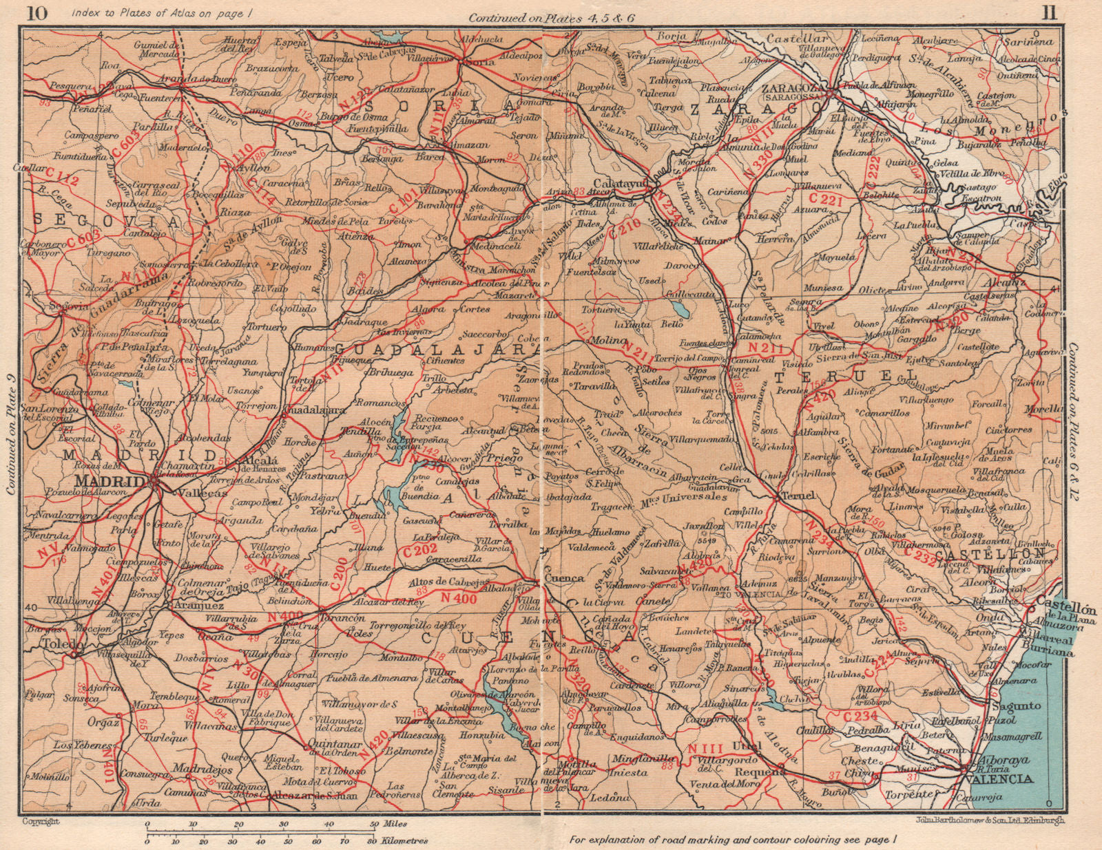 VALENCIA CASTILLA LA MANCHA. Vintage map plan. Spain Madrid 1958 old